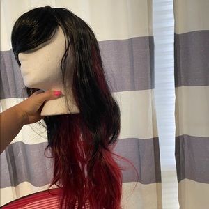 Black and red wig